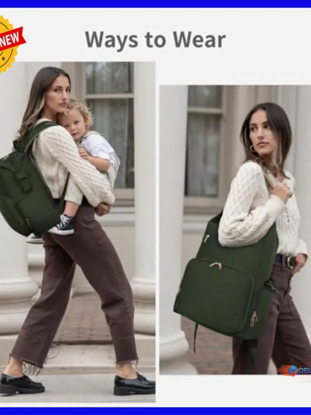 Large Neoprene Diaper Backpack with Insulated Pockets & Changing Pad